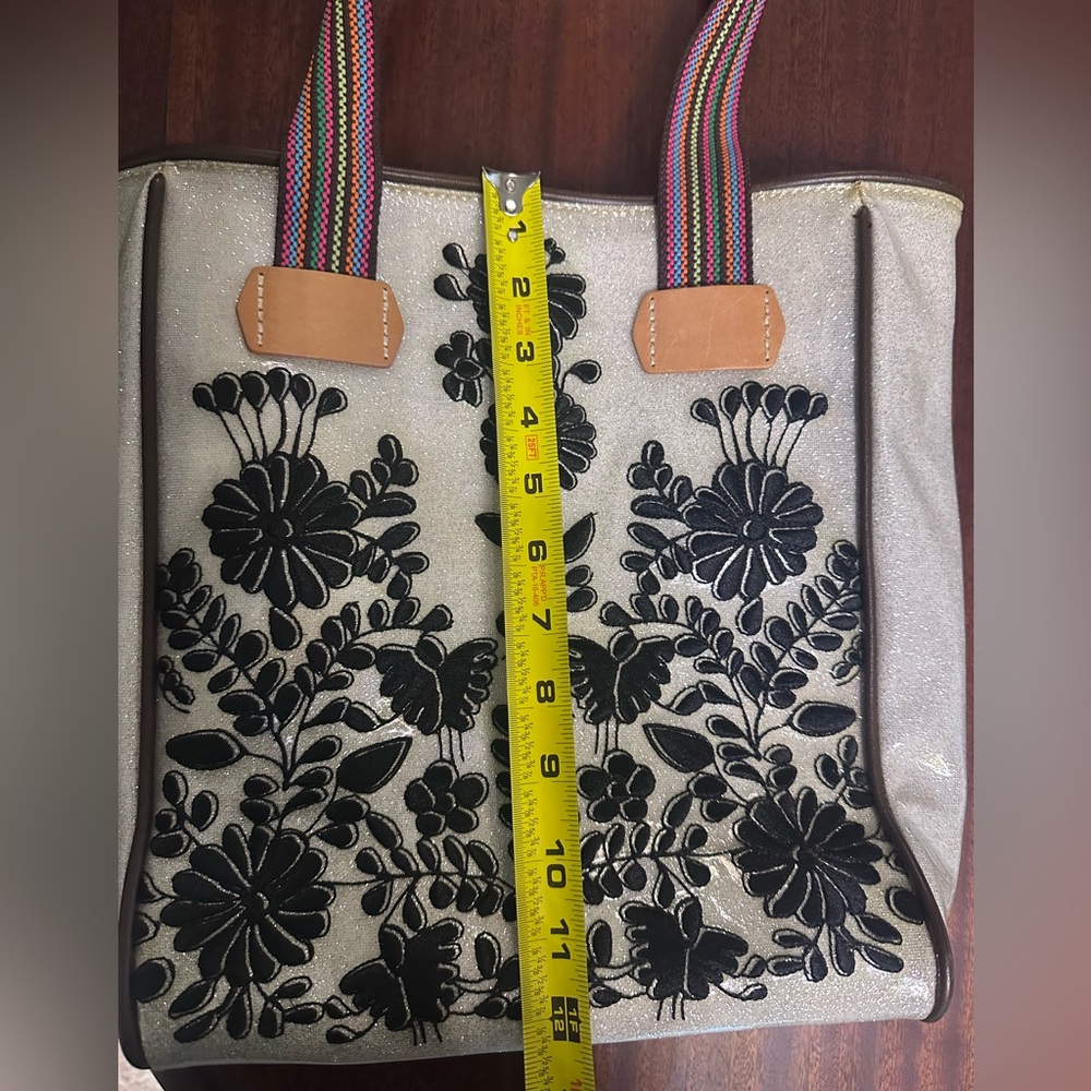 Consuela Chica Classic Tote: Krystal: Black Floral Embroidery, Multicolor Straps - Picture 11 of 13